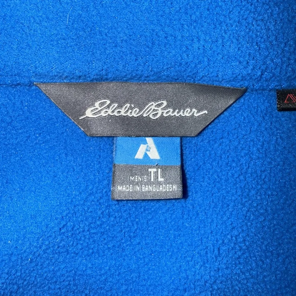 Eddie Bauer Sweater Mens Large Tall Blue Fleece 1/4 Zip Mock Neck First Ascent